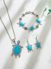 Damen Türkis Schildkröte Ohrringe Armband Halskette Dreiteiliges Set